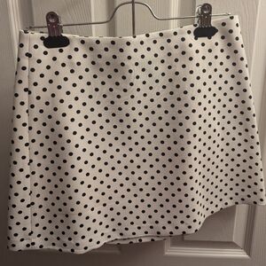 Zara White & Black Polka Dot Mini Skirt - S